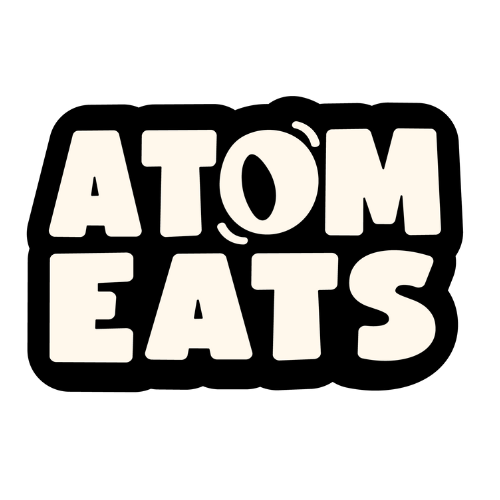 Atom Eats Black and White 3D Logo