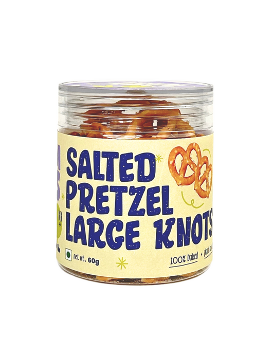 Salted Pretzel Large Knots | Classic American Style Large Pretzel Knots for Snacking, 60g