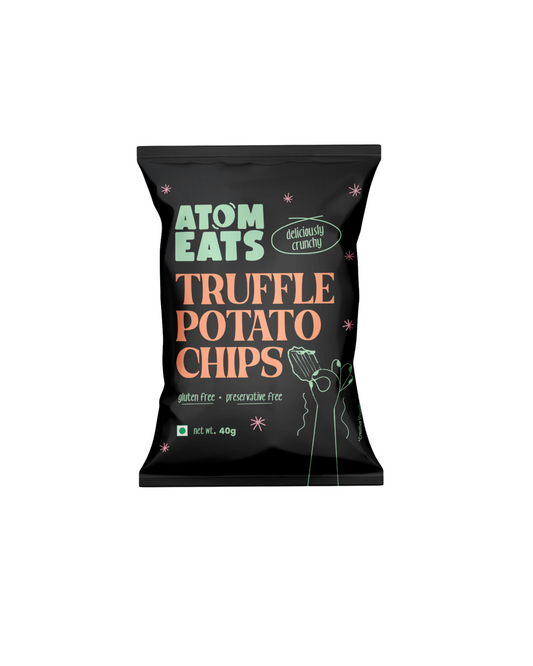 Ruffled Black Truffle & Cheese Sprinkled Potato Chips | 40g Pack by Atom Eats