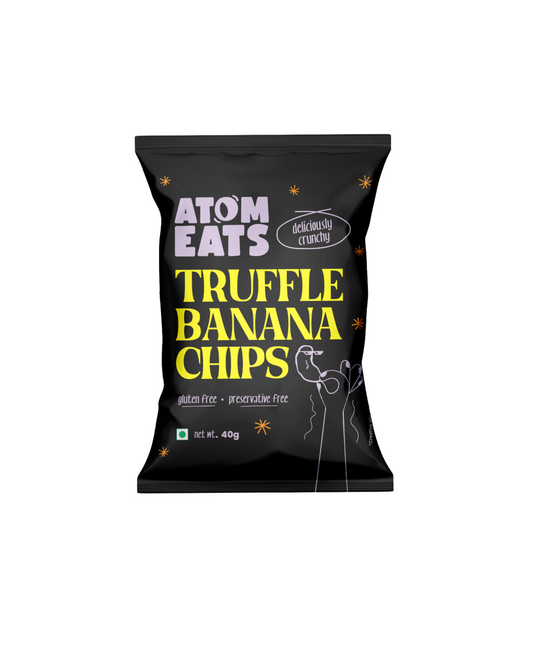 Luxurious Black Truffle & Cheese Sprinkled Banana Chips | 40g Pack by Atom Eats