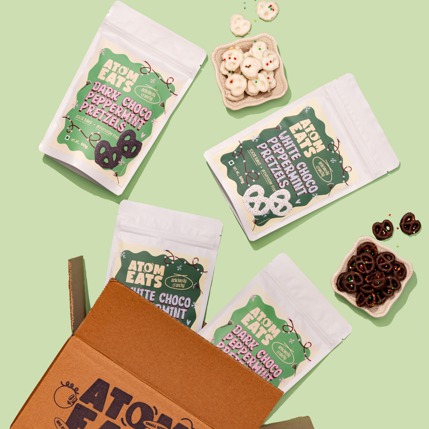 White Choco Peppermint Pretzels