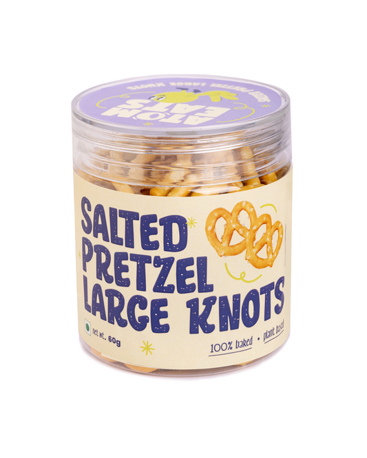 Salted Pretzel Large Knots: Classic American Style Large Pretzel Knots for Snacking | 60g Pack by Atom Eats