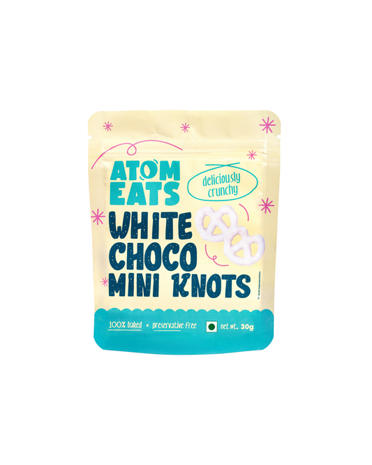 White Choco Dipped Pretzels: Choco Dipped Mini Salted Pretzel Knots | 30g Pack by Atom Eats