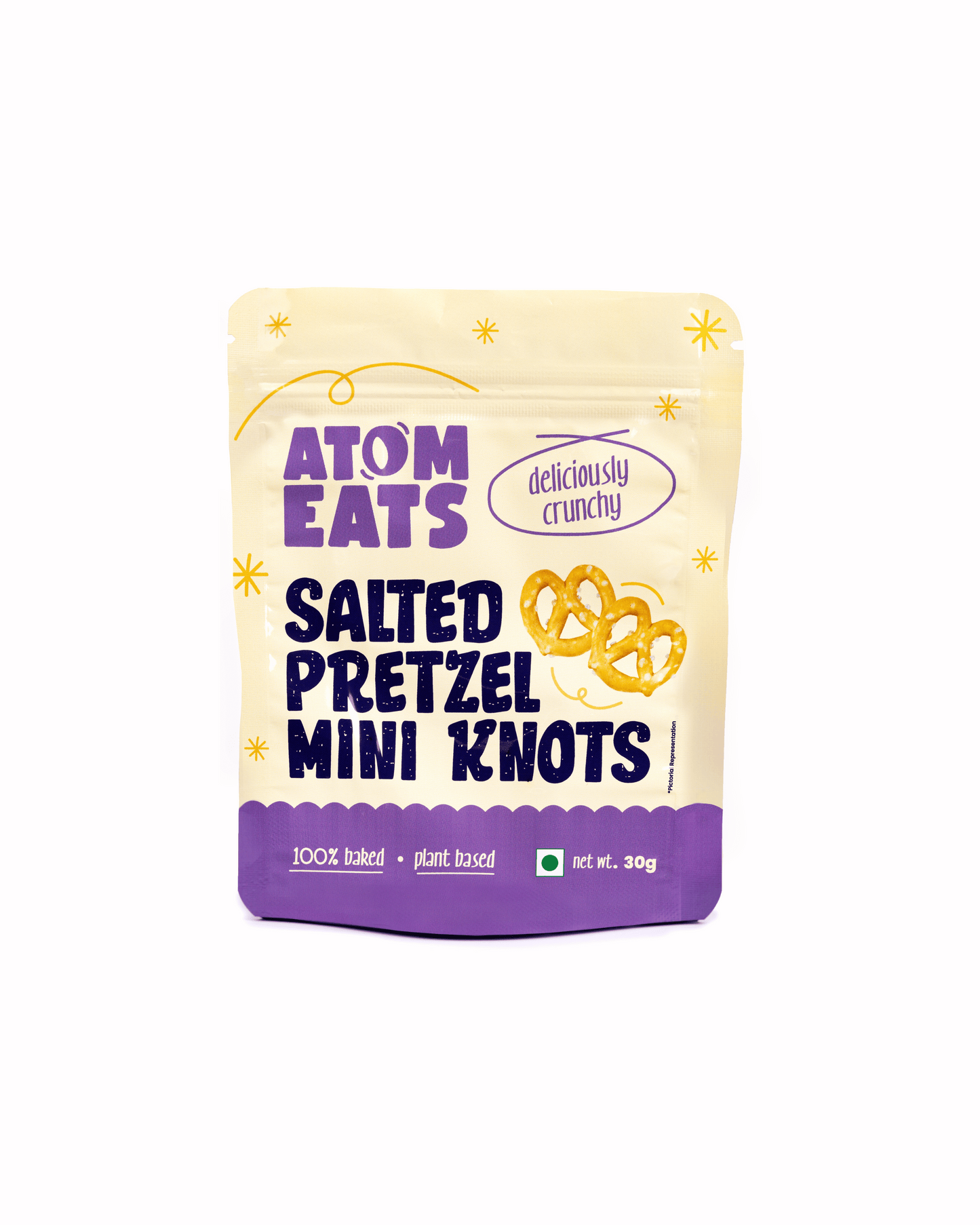 Salted Pretzel Mini Knots: Classic American Style Mini Pretzel Knots for Snacking | 30g Pack by Atom Eats