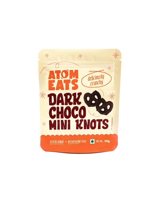 Dark Choco Dipped Pretzels: Choco Dipped Mini Salted Pretzel Knots | 30g Pack by Atom Eats