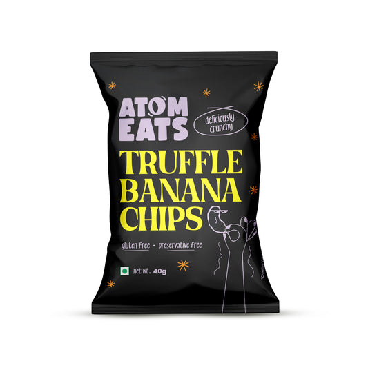 Luxurious Black Truffle & Cheese Sprinkled Banana Chips | 40g Pack by Atom Eats