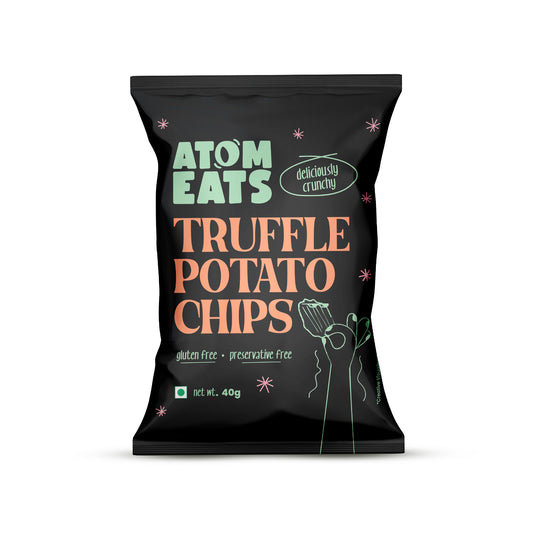 Ruffled Black Truffle & Cheese Sprinkled Potato Chips | 40g Pack by Atom Eats